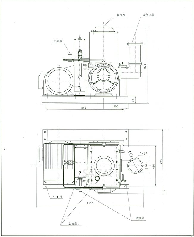 X-100B旋片真空泵结构图
